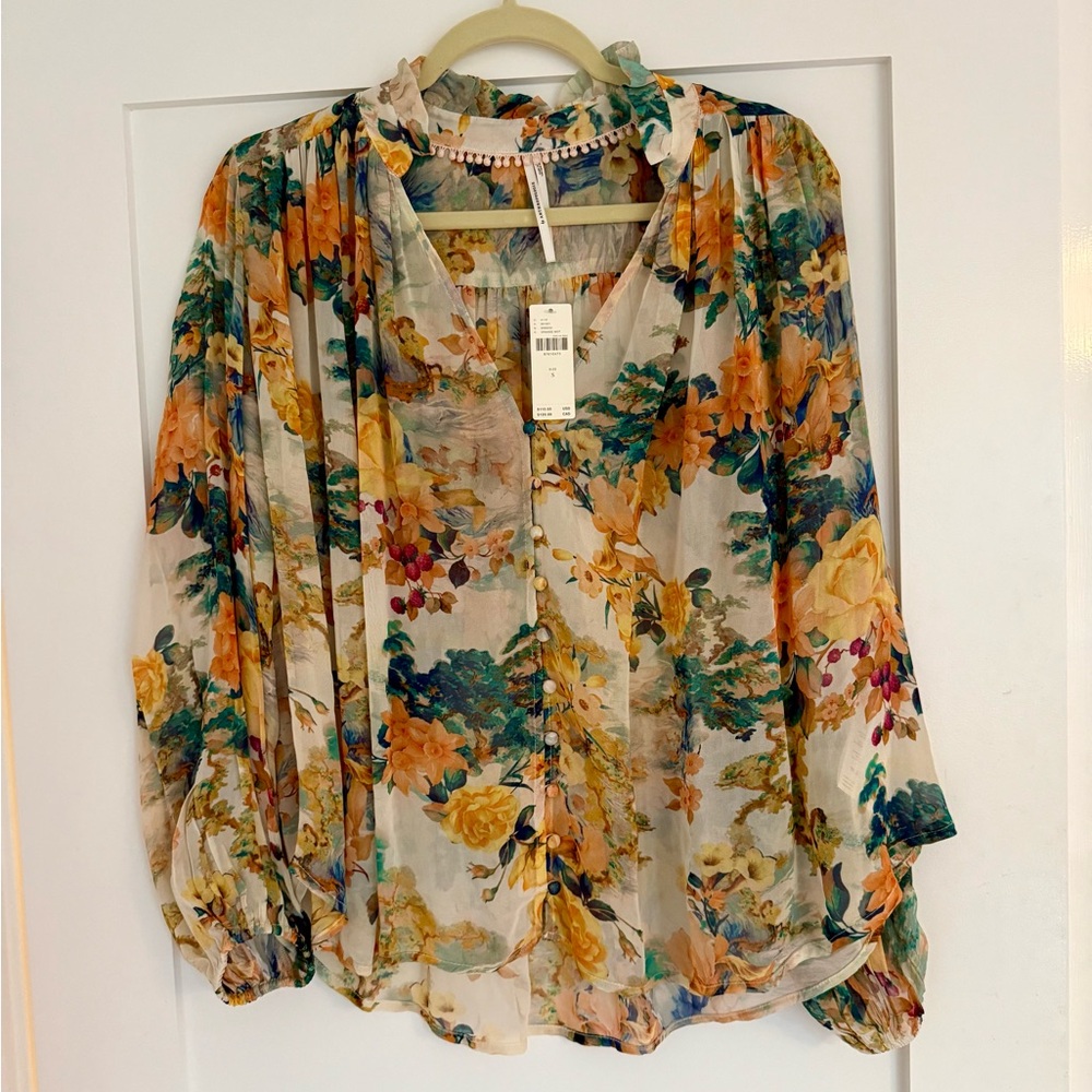 Anthropologie NWT Floral Chiffon Blouse